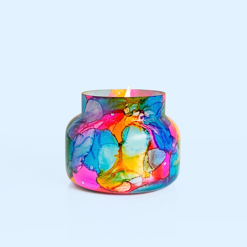 Volcano Rainbow Watercolor Signature Candle Jar, 19 oz Candle without Lid Burning image number 4