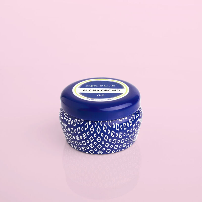 Aloha Orchid Blue Mini Candle Tin, 3oz product view image number 0