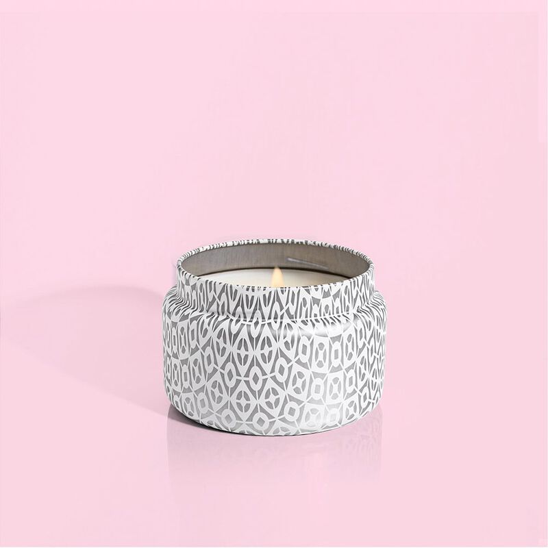 Volcano White Travel Tin Candle with lid off image number 1