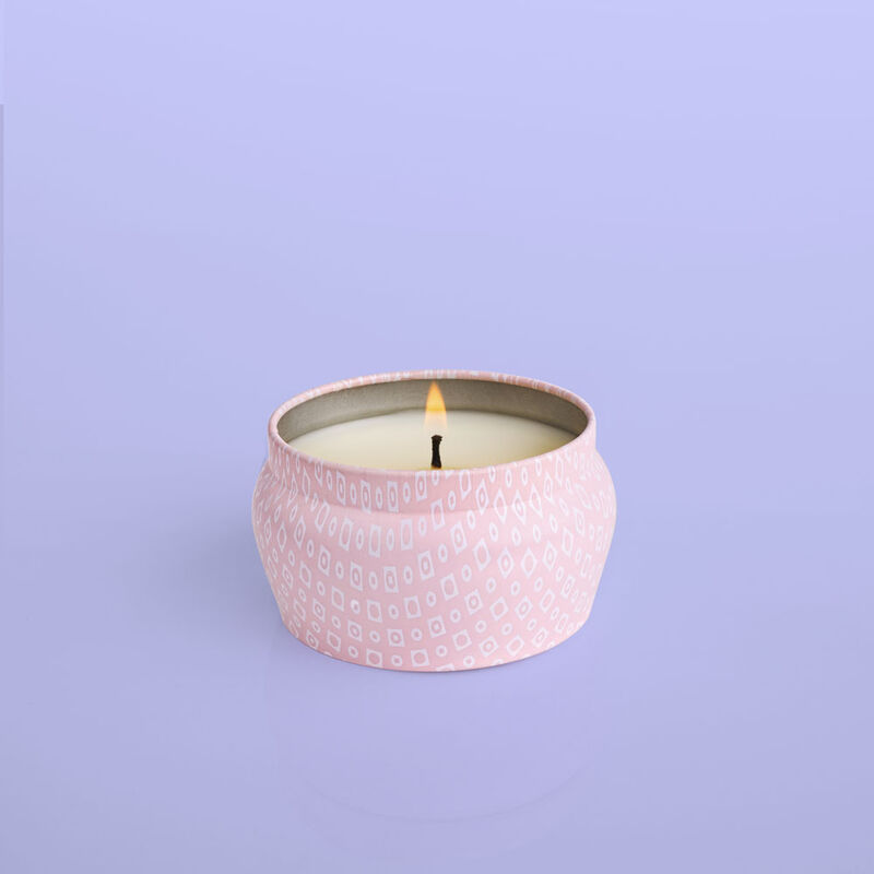 Volcano Bubblegum Mini Candle Tin, 3 oz product when lit image number 1