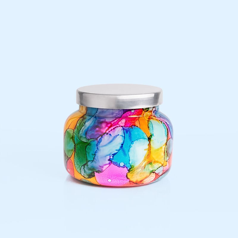 Volcano Rainbow Watercolor Signature Candle Jar, 19 oz Candle with Lid Alt view image number 1
