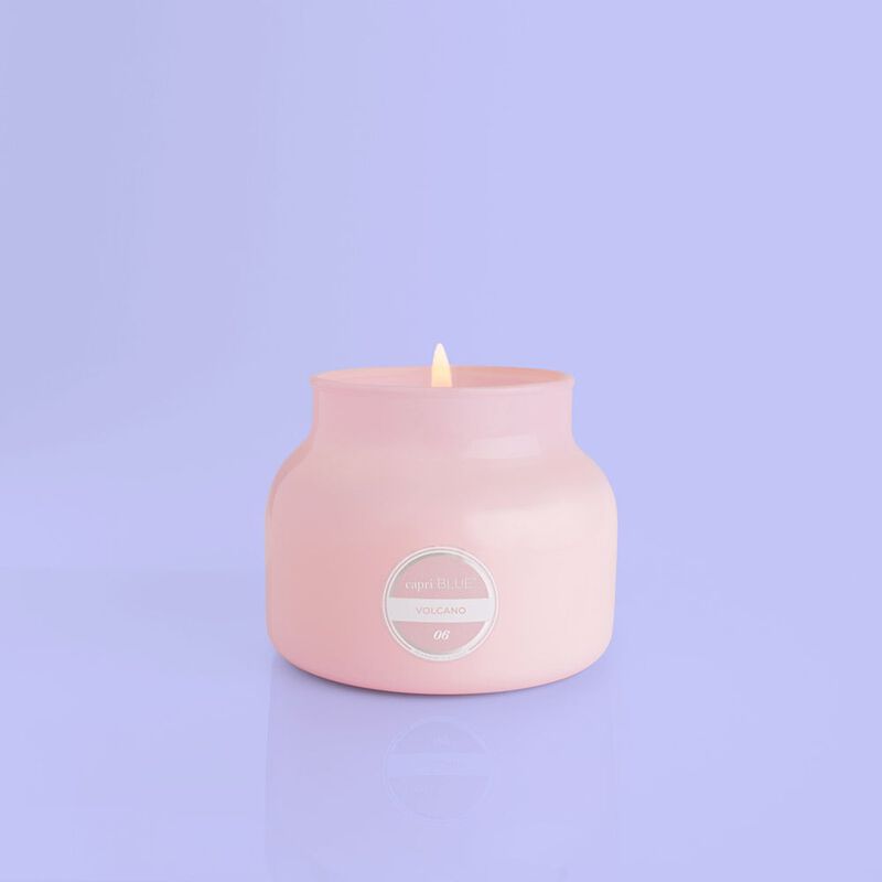 Volcano Bubblegum Petite Candle Jar, 8 oz product when lit image number 1