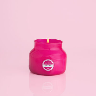 Volcano Pink Petite Jar, 8 oz when lit