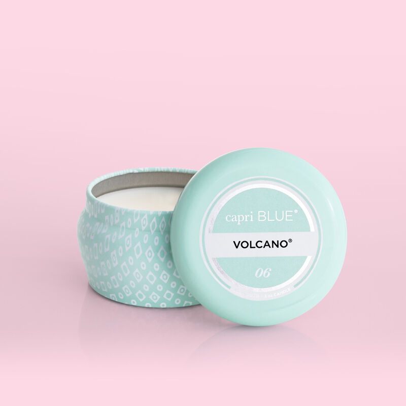 Volcano Aqua Printed Mini Candle Tin product with lid off image number 3