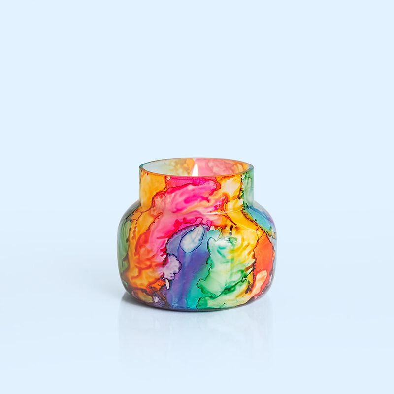 Volcano Rainbow Watercolor Petite Jar, 8 oz product when lit image number 2
