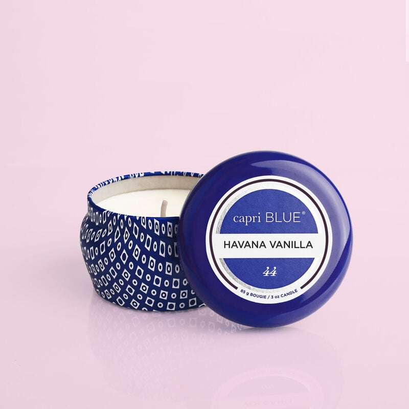 Havana Vanilla Blue Mini Candle, 3oz product with lid off image number 1