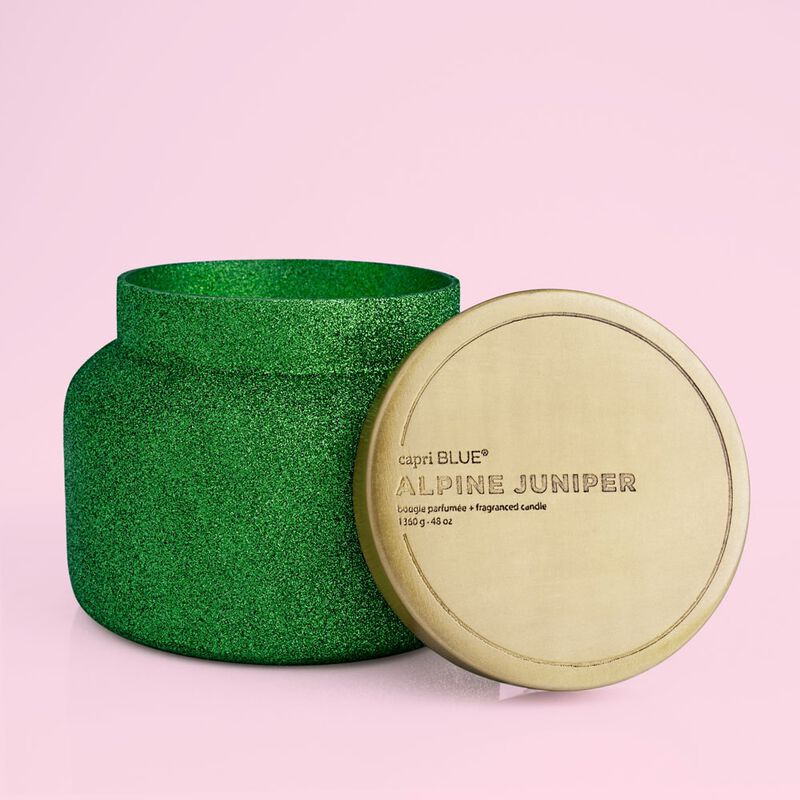 Alpine Juniper Glam Candle, 48oz with lid off image number 3