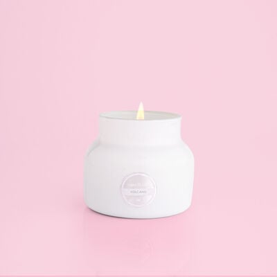 Volcano White Petite Candle Jar, 8 oz product when lit