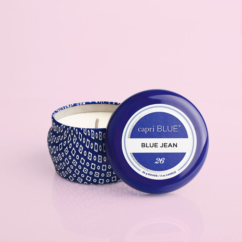 Blue Jean Blue Mini Candle, 3oz product with lid off image number 2